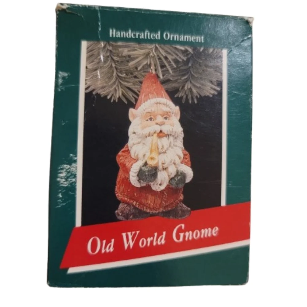 Hallmark 1989 Old World Santa Gnome w/ Pipe St. Nick Christmas Ornament Vintage